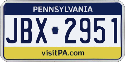 PA license plate JBX2951