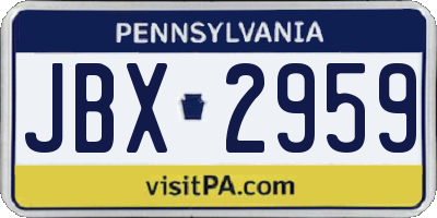 PA license plate JBX2959
