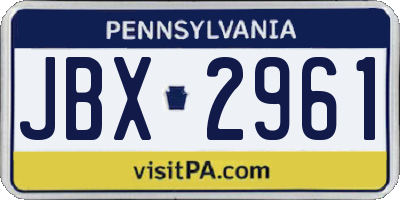 PA license plate JBX2961