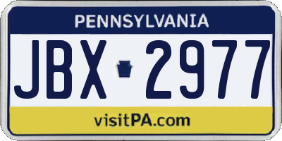 PA license plate JBX2977