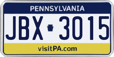 PA license plate JBX3015