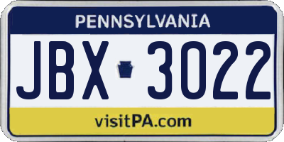 PA license plate JBX3022