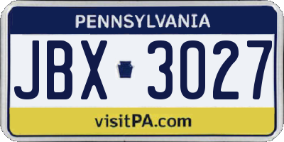 PA license plate JBX3027