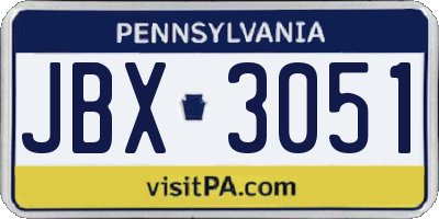 PA license plate JBX3051