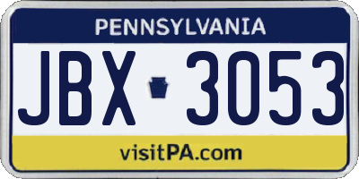 PA license plate JBX3053