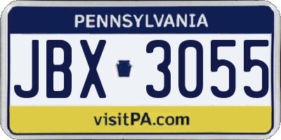 PA license plate JBX3055