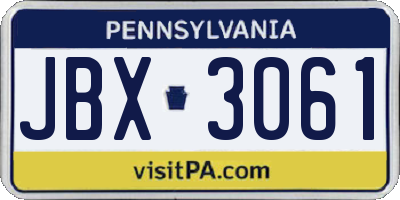 PA license plate JBX3061