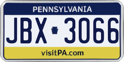 PA license plate JBX3066