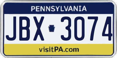 PA license plate JBX3074