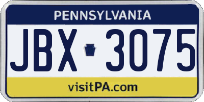 PA license plate JBX3075