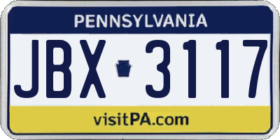 PA license plate JBX3117