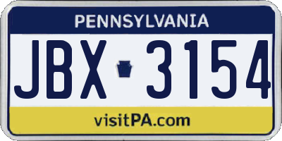 PA license plate JBX3154
