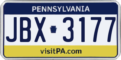 PA license plate JBX3177
