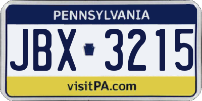 PA license plate JBX3215