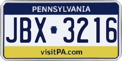 PA license plate JBX3216
