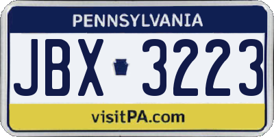 PA license plate JBX3223