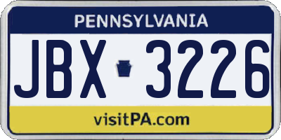 PA license plate JBX3226
