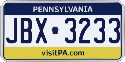 PA license plate JBX3233