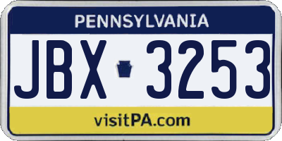 PA license plate JBX3253