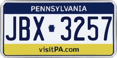 PA license plate JBX3257
