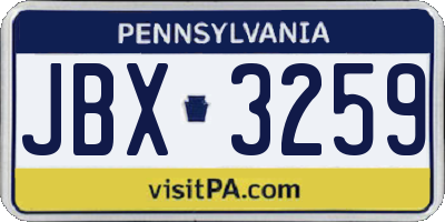 PA license plate JBX3259