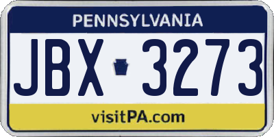 PA license plate JBX3273