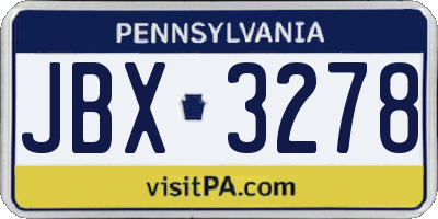 PA license plate JBX3278