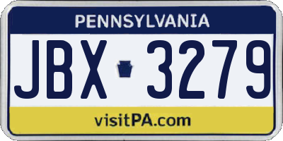 PA license plate JBX3279