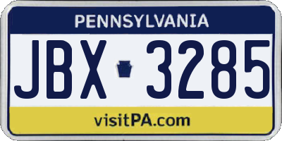 PA license plate JBX3285