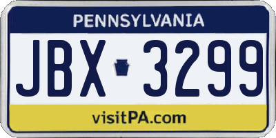 PA license plate JBX3299