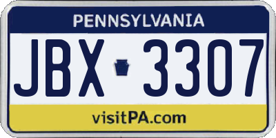 PA license plate JBX3307