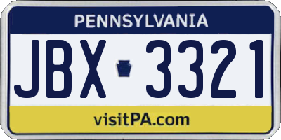 PA license plate JBX3321