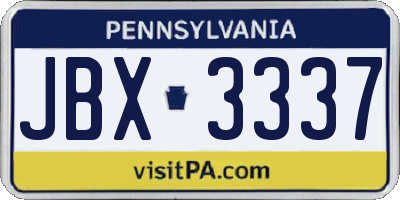 PA license plate JBX3337