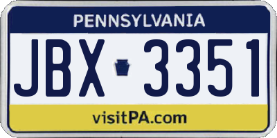 PA license plate JBX3351