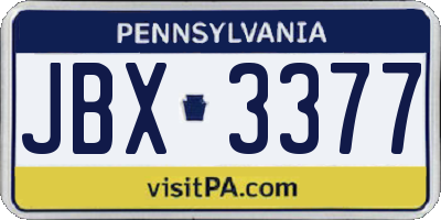 PA license plate JBX3377
