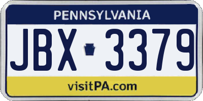 PA license plate JBX3379