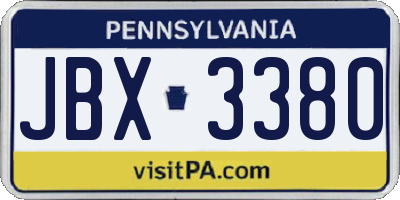 PA license plate JBX3380