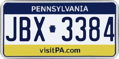 PA license plate JBX3384