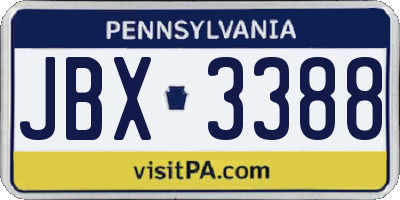 PA license plate JBX3388