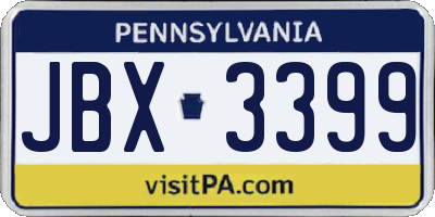PA license plate JBX3399