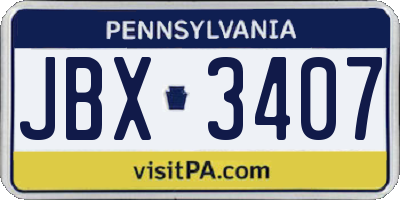 PA license plate JBX3407