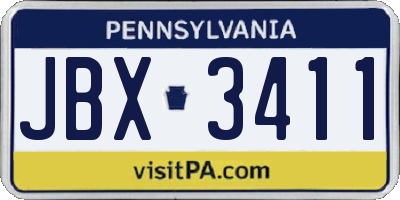 PA license plate JBX3411