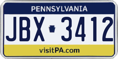 PA license plate JBX3412