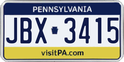 PA license plate JBX3415