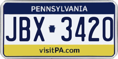 PA license plate JBX3420
