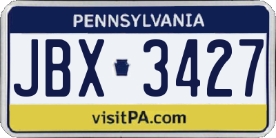 PA license plate JBX3427