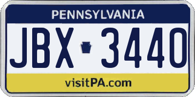 PA license plate JBX3440