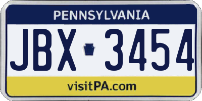 PA license plate JBX3454