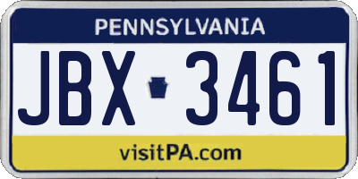 PA license plate JBX3461