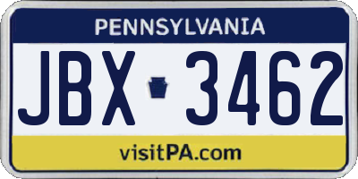 PA license plate JBX3462
